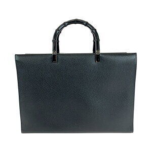 Gucci Handbag Black Shoulder Tote Leather Bag Bamboo